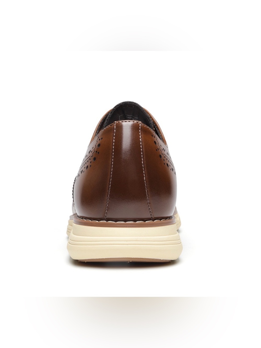 Bruno Marc Grandwing Men's Brown Leather Wingtip Dress Shoes with Cream Sole NIB - Picture 5 of 11